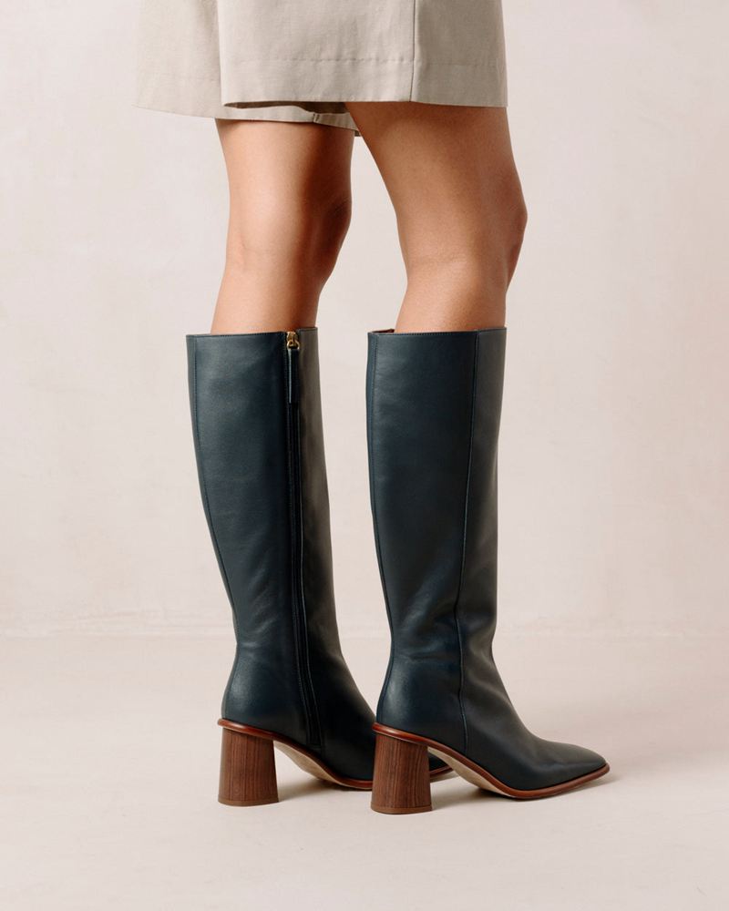 Bottes Hautes Alohas East Cuir Bleu Femme | KRV-75552686