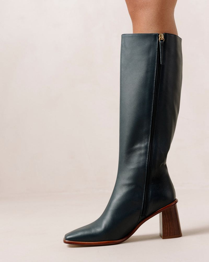 Bottes Hautes Alohas East Cuir Bleu Femme | KRV-75552686