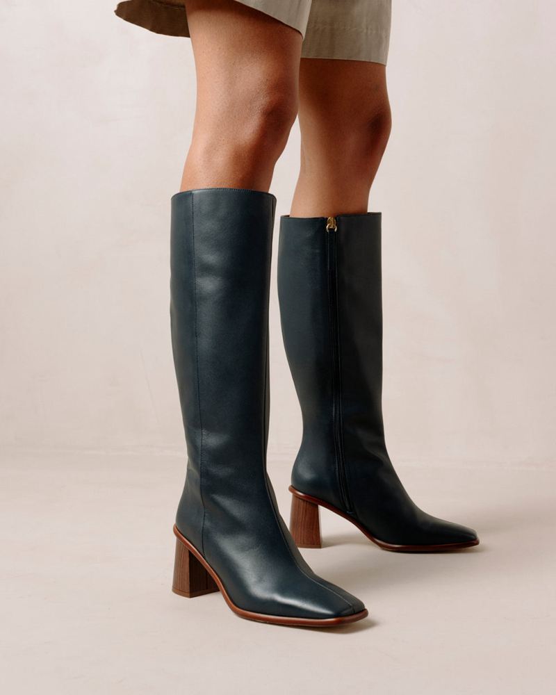 Bottes Hautes Alohas East Cuir Bleu Femme | KRV-75552686