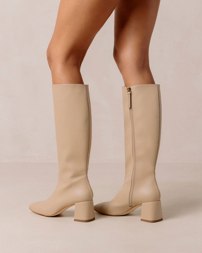 Bottes Hautes Alohas Chalk Vegan Cuir Beige Femme | ESU-08681977