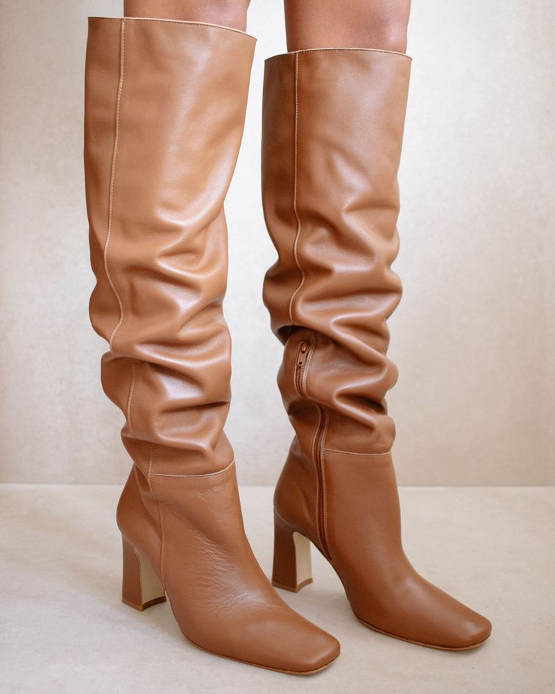 Bottes Hautes Alohas Hit Me Up Cuir Marron Femme | PYS-97160091