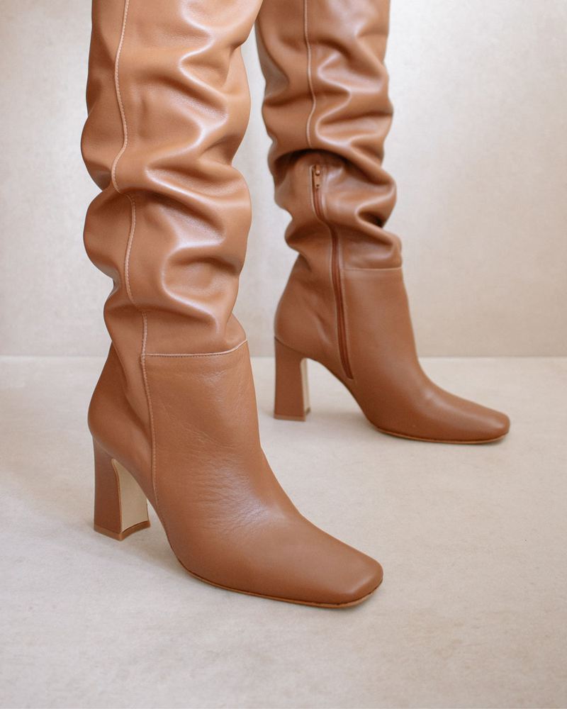 Bottes Hautes Alohas Hit Me Up Cuir Marron Femme | PYS-97160091