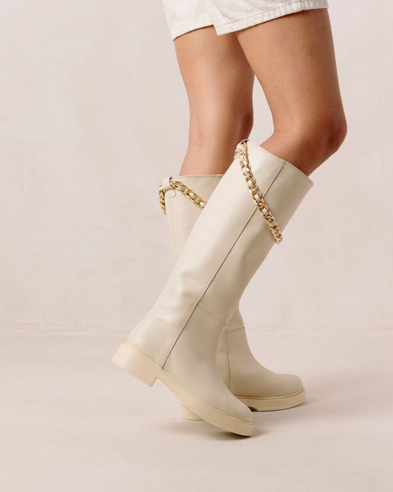 Bottes Hautes Alohas Pier Cuir Blanche Femme | BLB-09640776