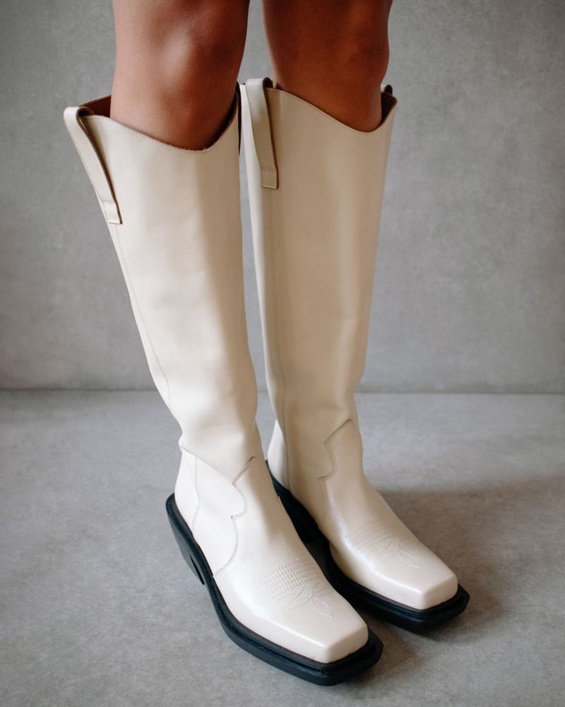 Bottes Hautes Alohas Cattle Cuir Blanche Femme | LQH-90949530