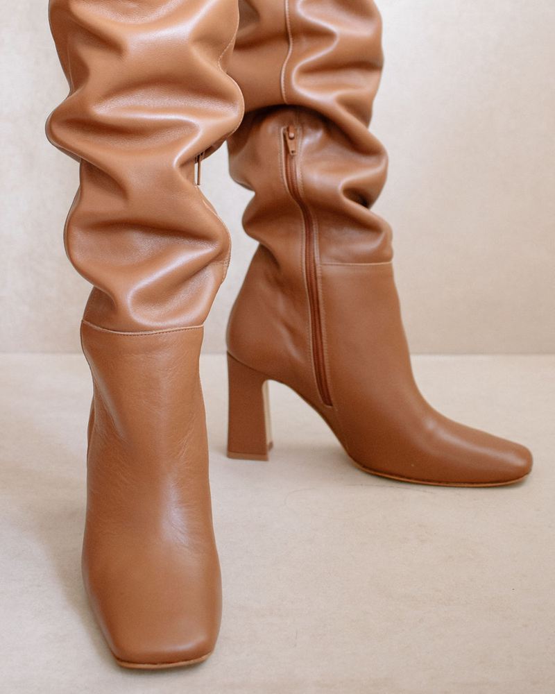 Bottes Hautes Alohas Hit Me Up Cuir Marron Femme | PYS-97160091