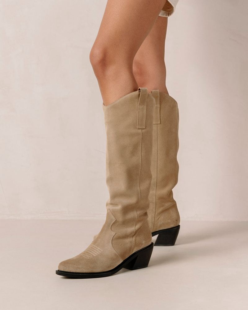 Bottes Cowboy Alohas Mount Cuir Beige Femme | MQO-48529506