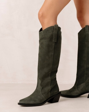 Bottes Cowboy Alohas Mount Cuir Vert Femme | NYI-91553007