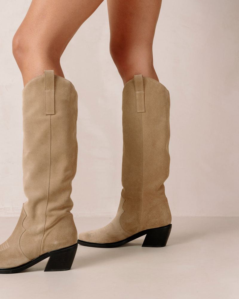 Bottes Cowboy Alohas Mount Cuir Beige Femme | MQO-48529506