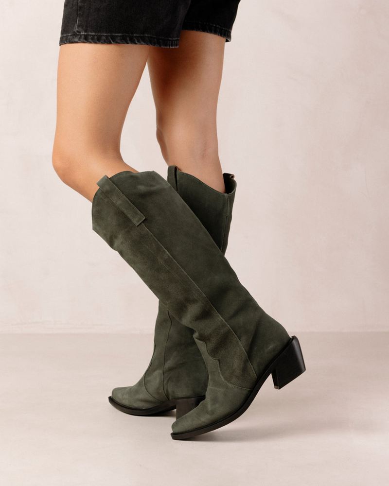 Bottes Cowboy Alohas Mount Cuir Vert Femme | NYI-91553007