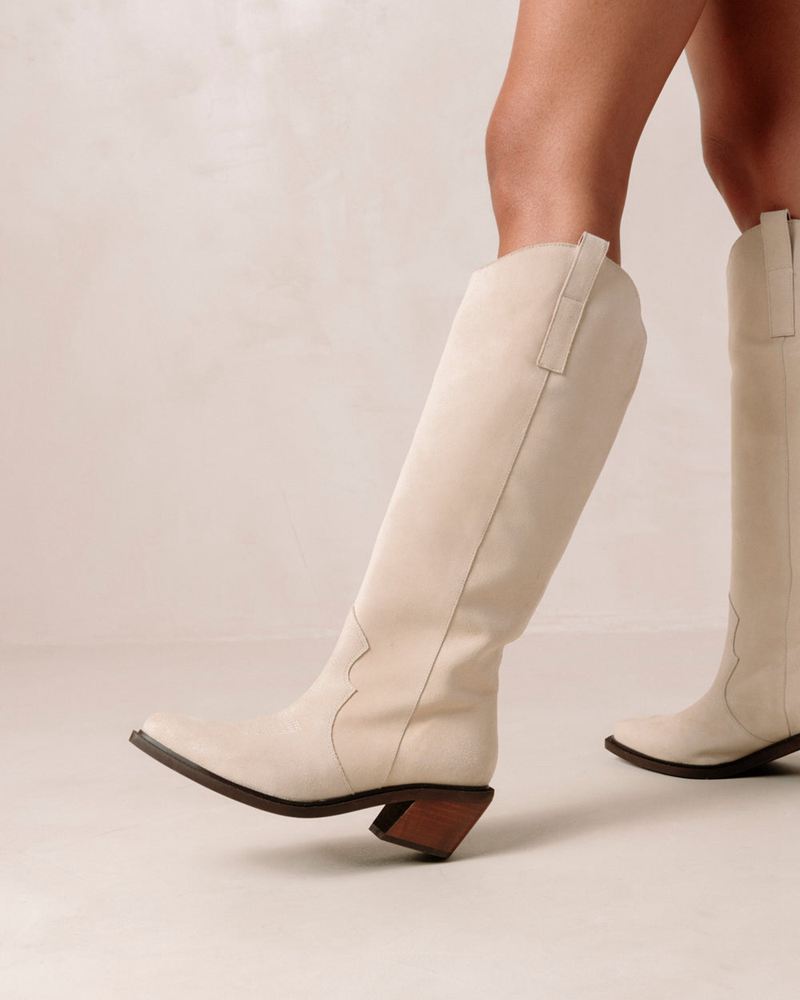 Bottes Cowboy Alohas Mount Cuir Blanche Femme | VYW-03688500