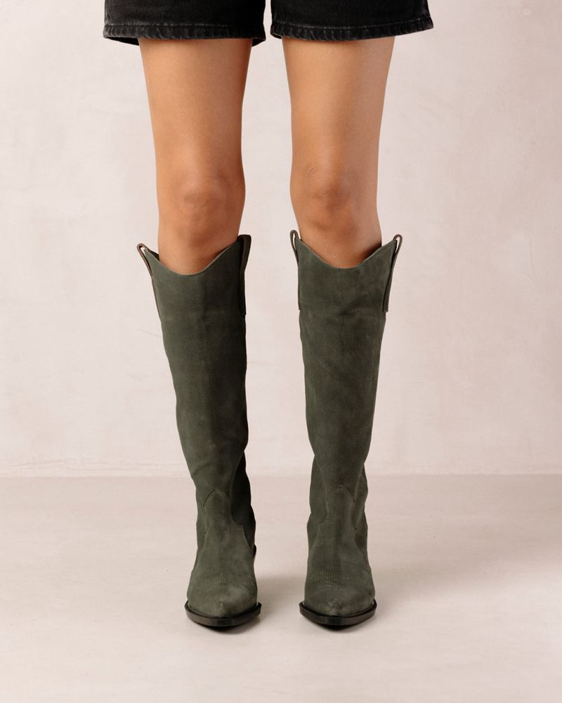 Bottes Cowboy Alohas Mount Cuir Vert Femme | NYI-91553007