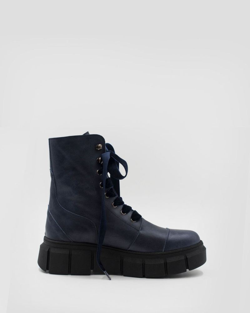 Bottes de combat Alohas Can Can Cuir Bleu Marine Femme | BBR-03768911