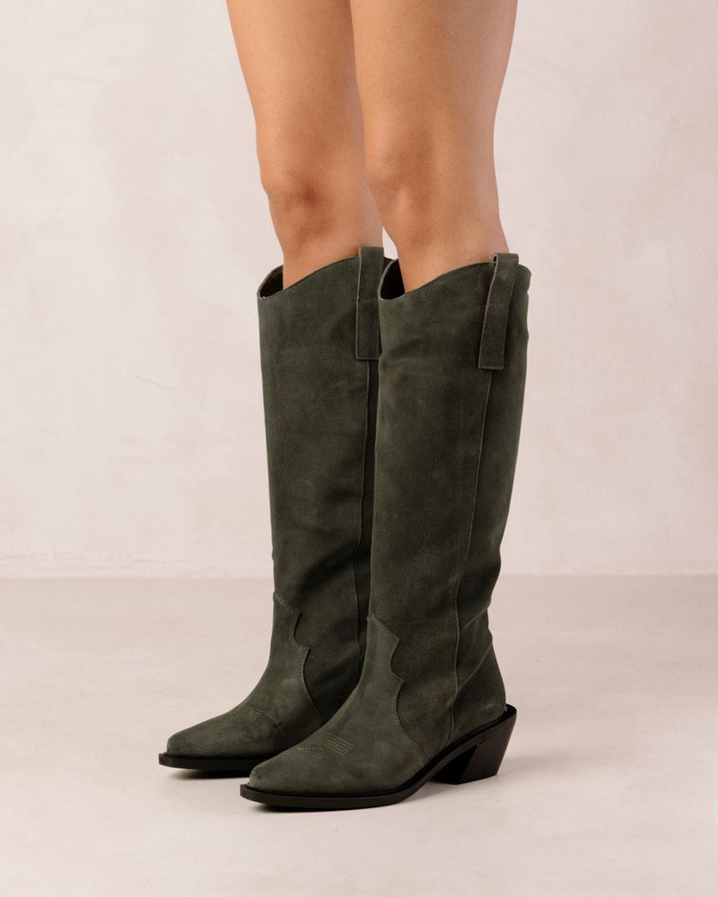 Bottes Cowboy Alohas Mount Cuir Vert Femme | NYI-91553007