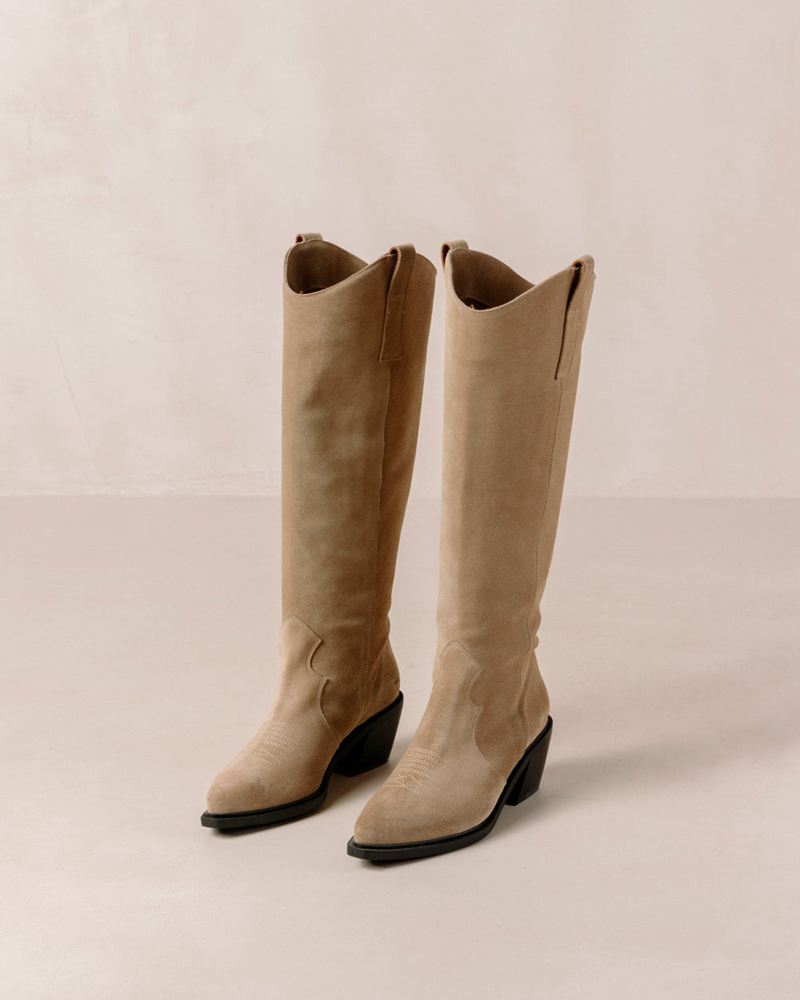 Bottes Cowboy Alohas Mount Cuir Beige Femme | MQO-48529506