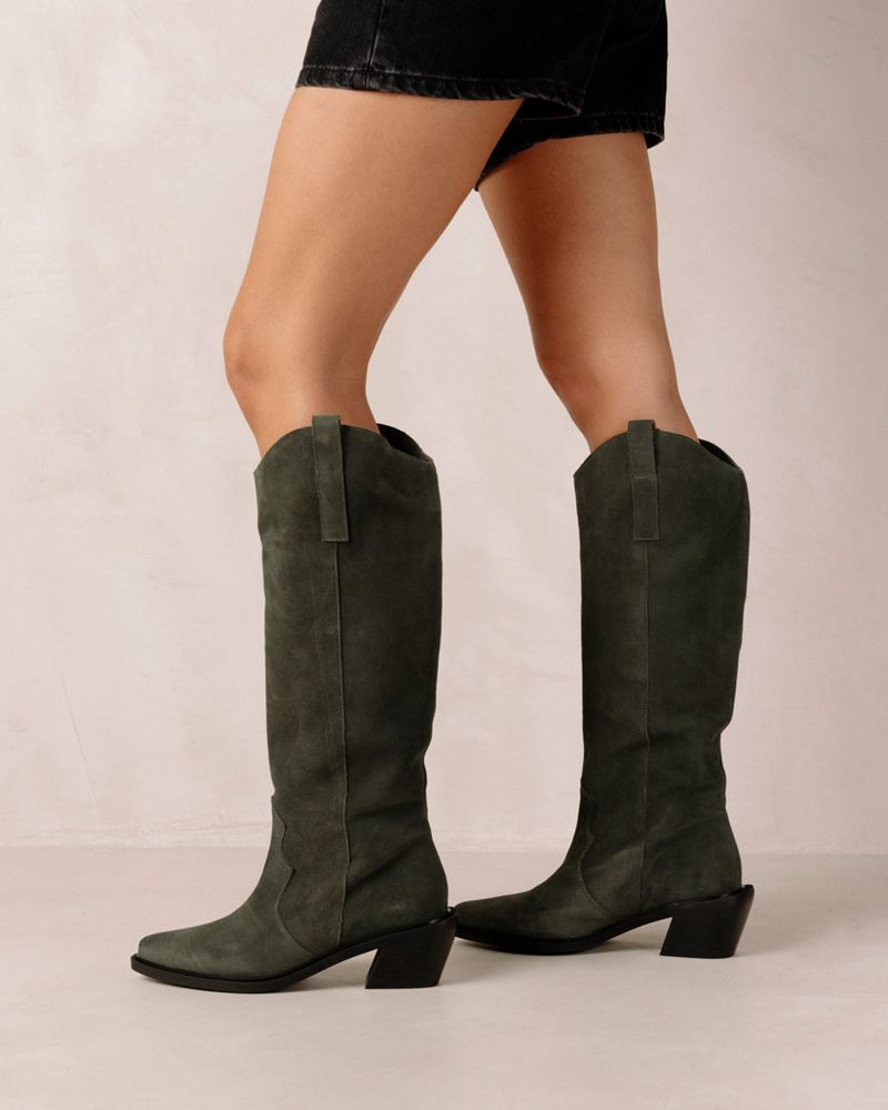 Bottes Cowboy Alohas Mount Cuir Vert Femme | NYI-91553007