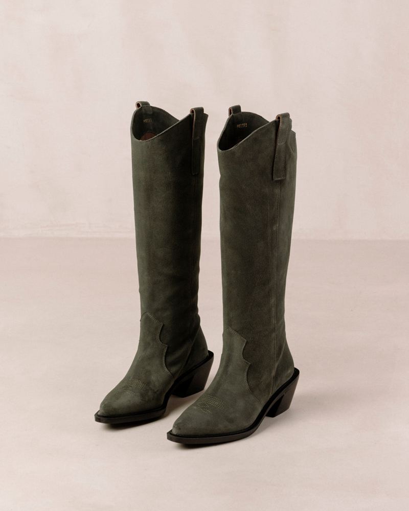 Bottes Cowboy Alohas Mount Cuir Vert Femme | NYI-91553007