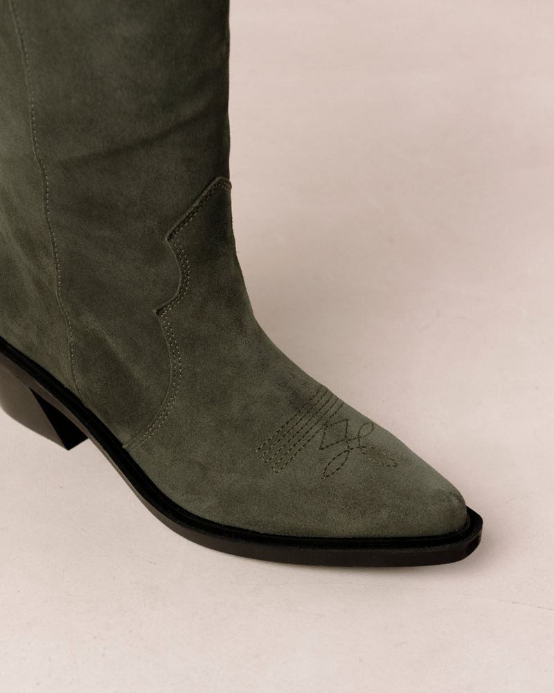 Bottes Cowboy Alohas Mount Cuir Vert Femme | NYI-91553007