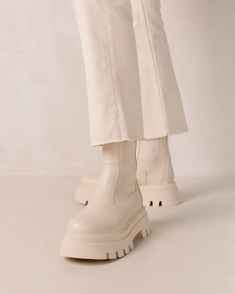 Bottines Chelsea Alohas All Rounder Cuir Blanche Femme | BOI-32695004