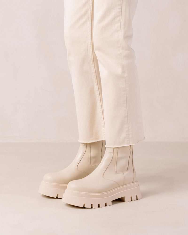 Bottines Chelsea Alohas All Rounder Cuir Blanche Femme | BOI-32695004