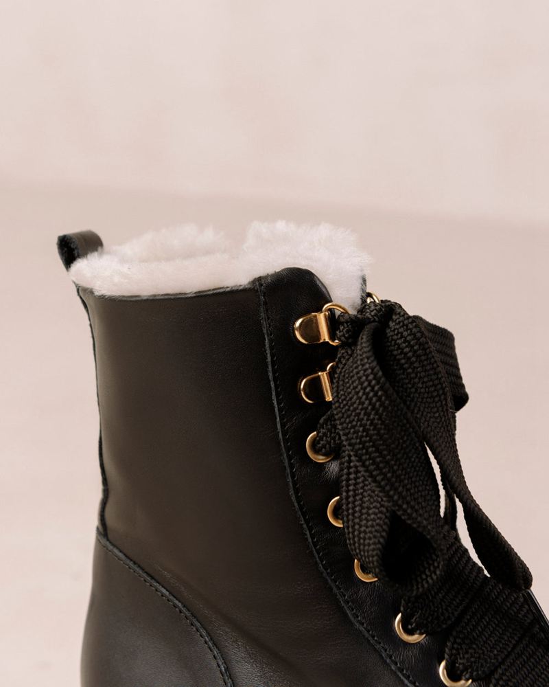 Bottes de combat Alohas Can Can Cuir Noir Femme | YFE-60918345