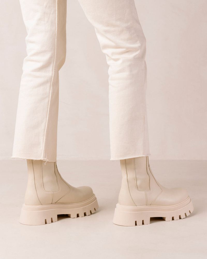 Bottines Chelsea Alohas All Rounder Cuir Blanche Femme | BOI-32695004