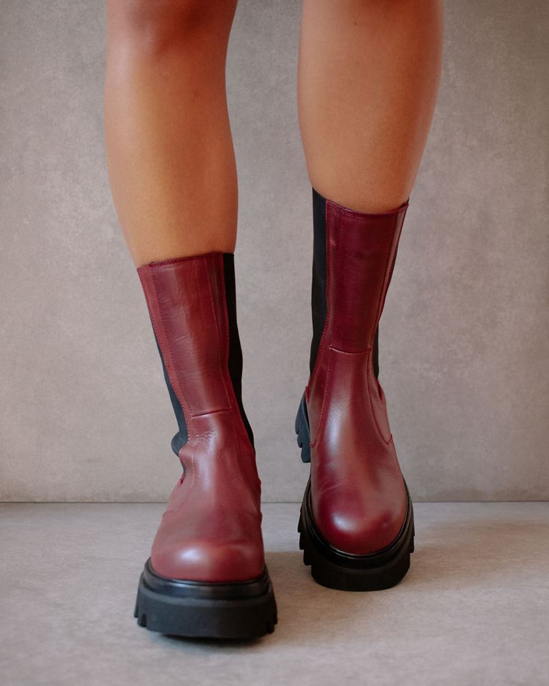 Bottines Chelsea Alohas All Rounder Cuir Bordeaux Femme | NGI-21663007