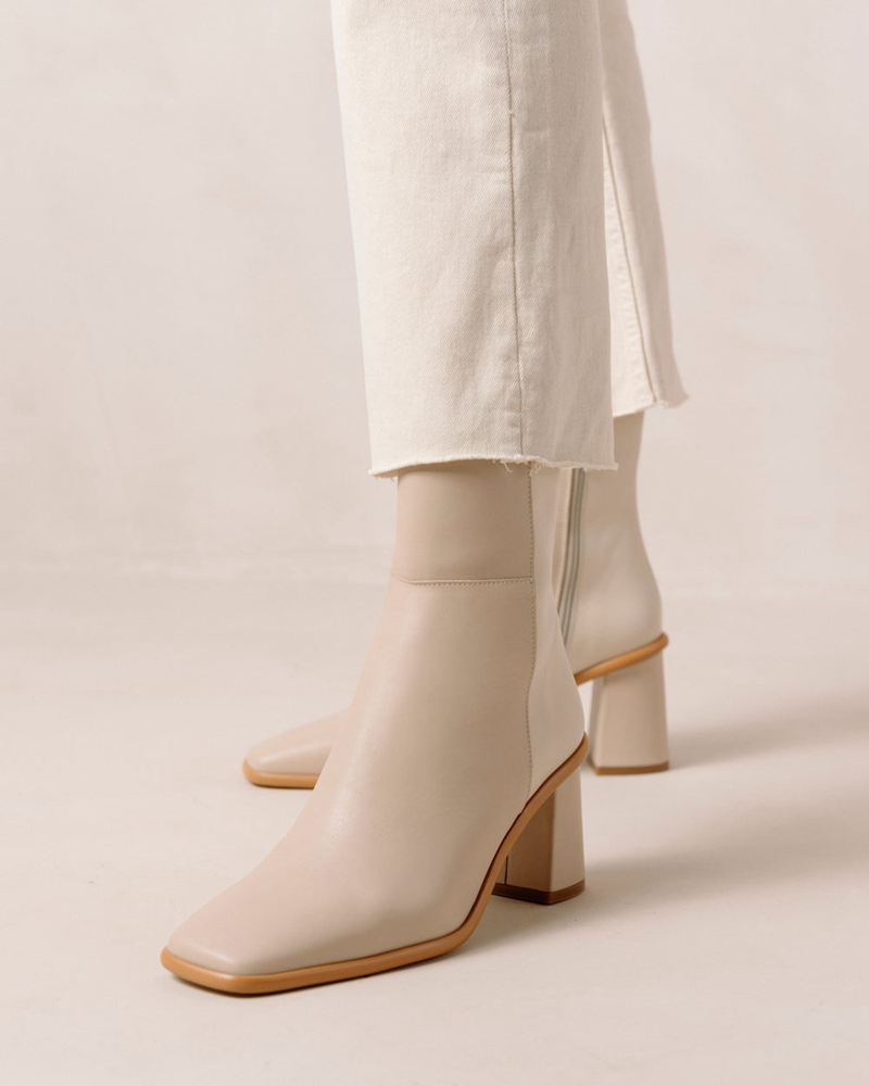 Bottines Alohas West Cuir Beige Blanche Femme | BRB-83994041