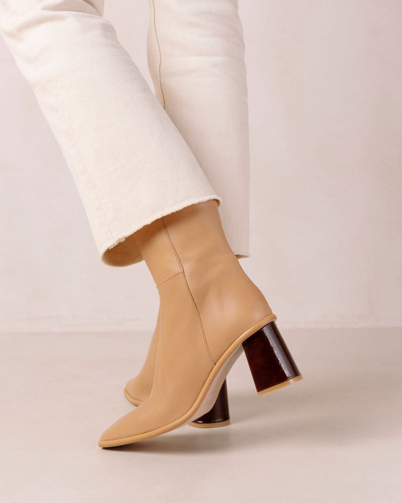 Bottines Alohas West Cuir Beige Femme | GBJ-47629669