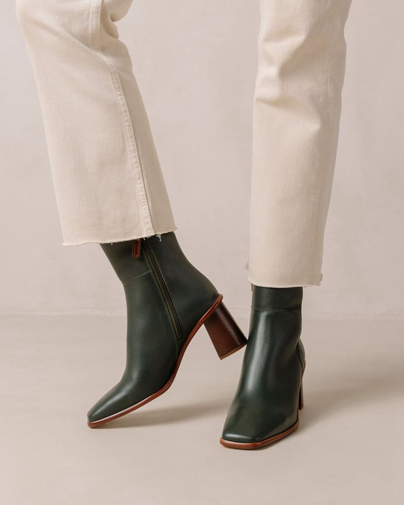 Bottines Alohas West Vintage Cuir Vert Femme | QNW-13502922