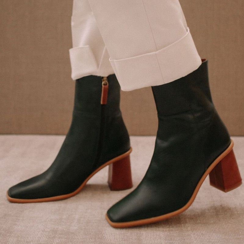 Bottines Alohas West Cuir Vert Femme | MXN-59677674