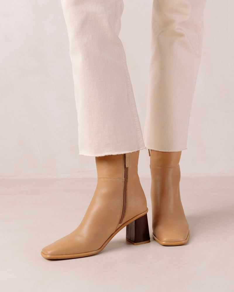 Bottines Alohas West Cuir Beige Femme | GBJ-47629669