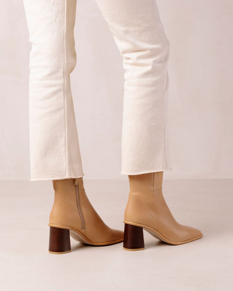 Bottines Alohas West Cuir Beige Femme | GBJ-47629669