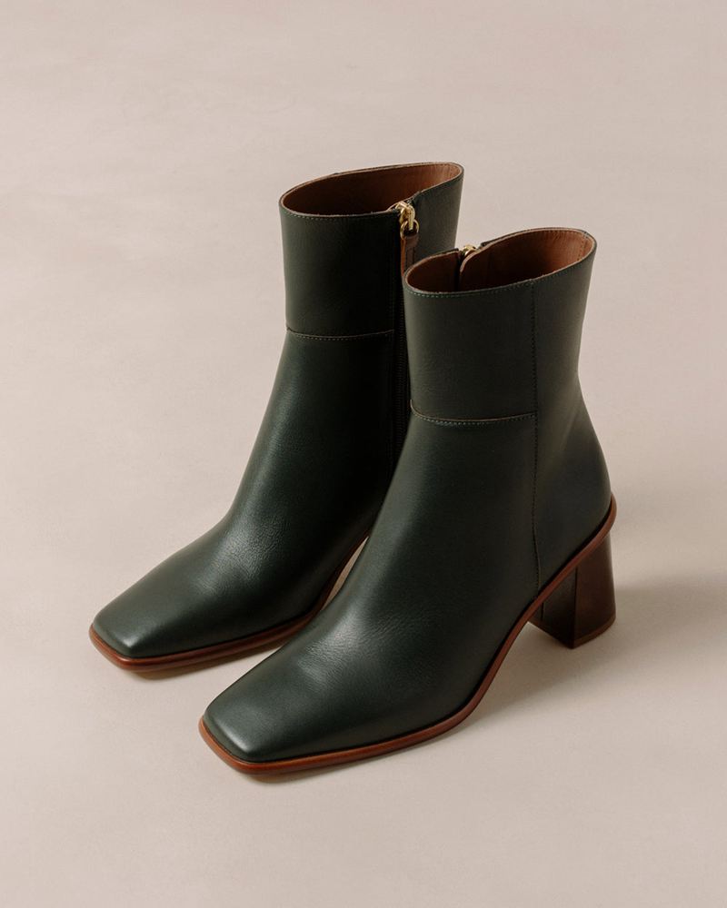 Bottines Alohas West Vintage Cuir Vert Femme | QNW-13502922