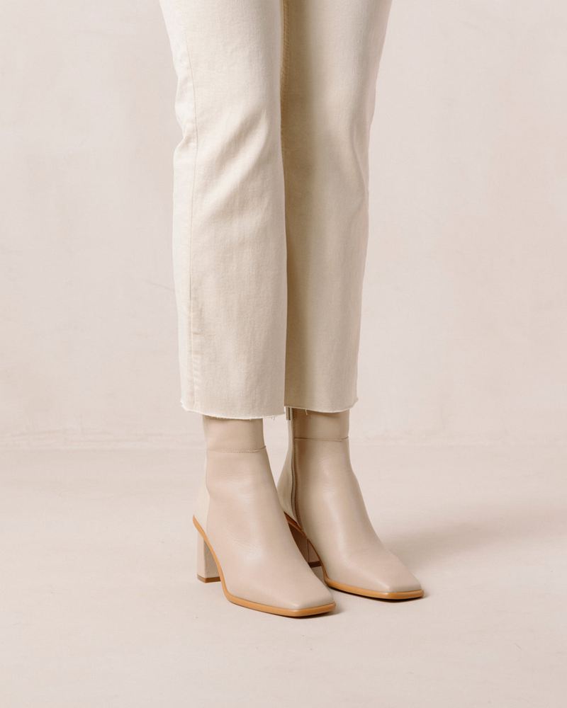 Bottines Alohas West Cuir Beige Blanche Femme | BRB-83994041