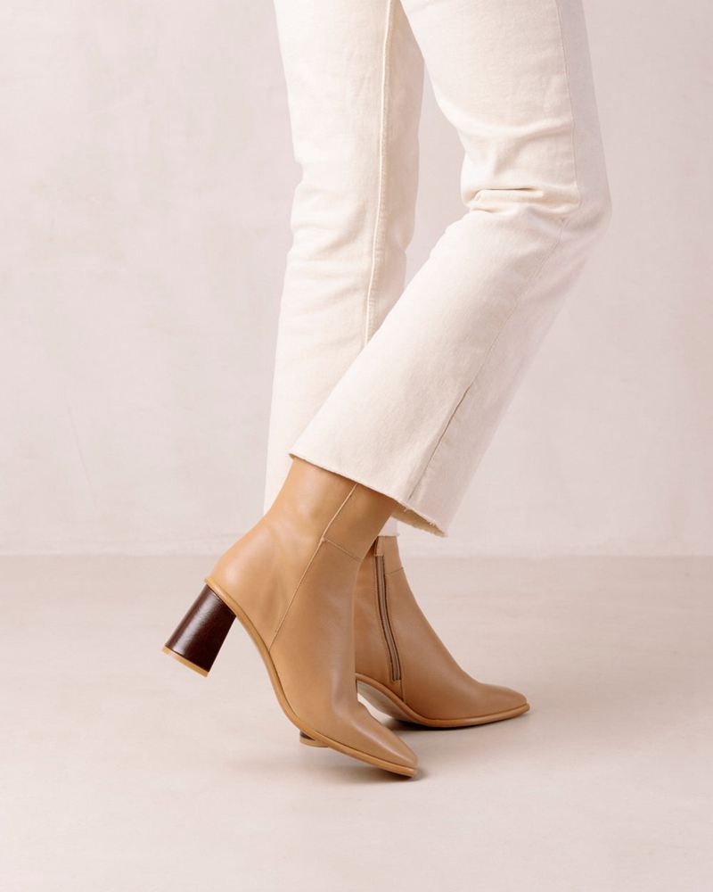 Bottines Alohas West Cuir Beige Femme | GBJ-47629669