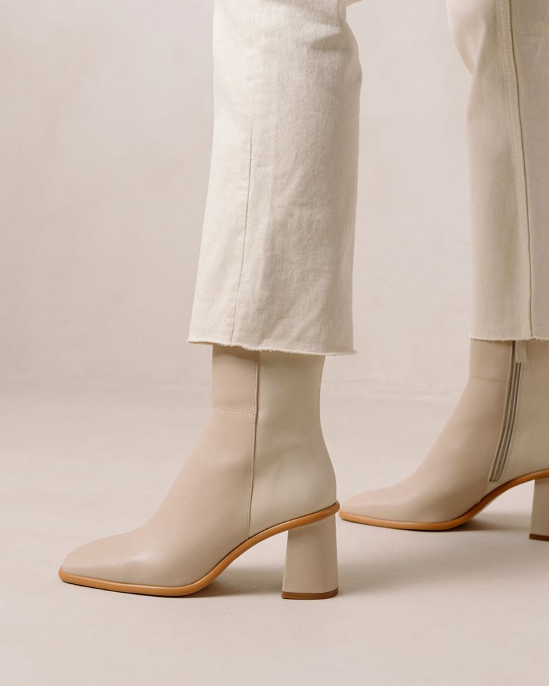 Bottines Alohas West Cuir Beige Blanche Femme | BRB-83994041