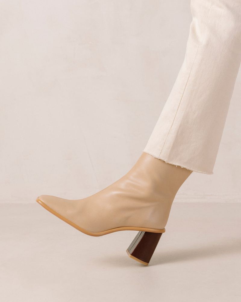 Bottines Alohas West Cape Vintage Cuir Beige Femme | GCB-37052295