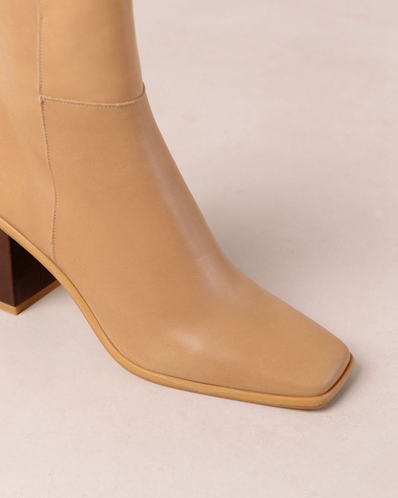 Bottines Alohas West Cuir Beige Femme | GBJ-47629669