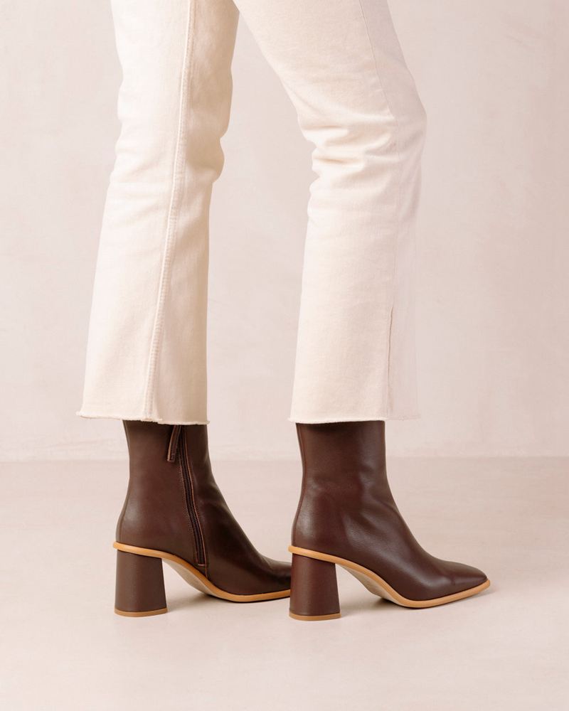 Bottines Alohas West Cape Cuir Marron Foncé Femme | FHL-07270463