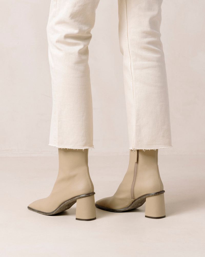 Bottines Alohas West Cactus Vegan Cuir Beige Femme | SDZ-55031673