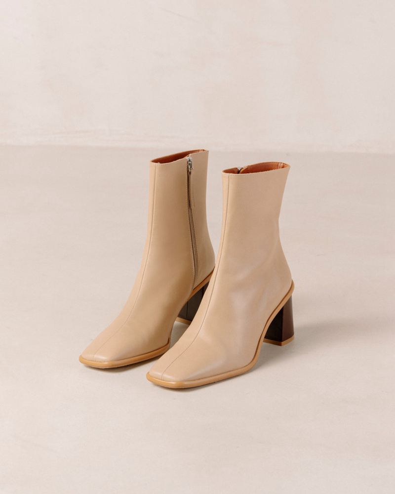 Bottines Alohas West Cape Vintage Cuir Beige Femme | GCB-37052295