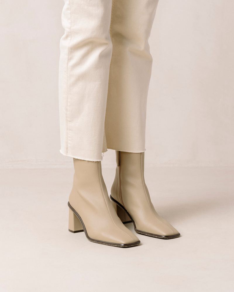 Bottines Alohas West Cactus Vegan Cuir Beige Femme | SDZ-55031673