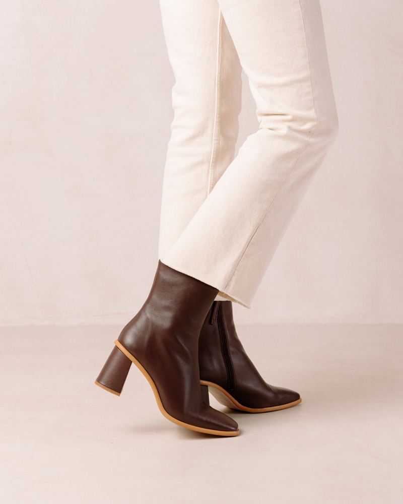 Bottines Alohas West Cape Cuir Marron Foncé Femme | FHL-07270463