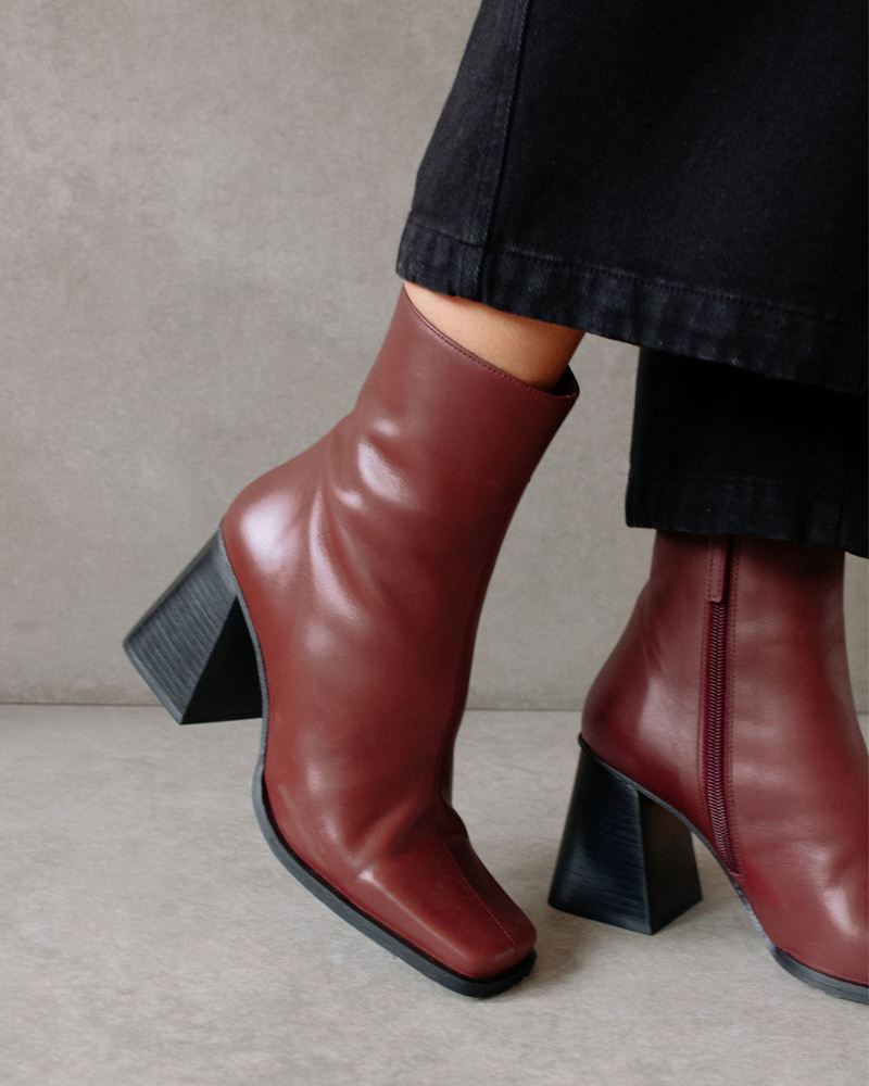 Bottines Alohas South Cuir Bordeaux Femme | CDD-93863279