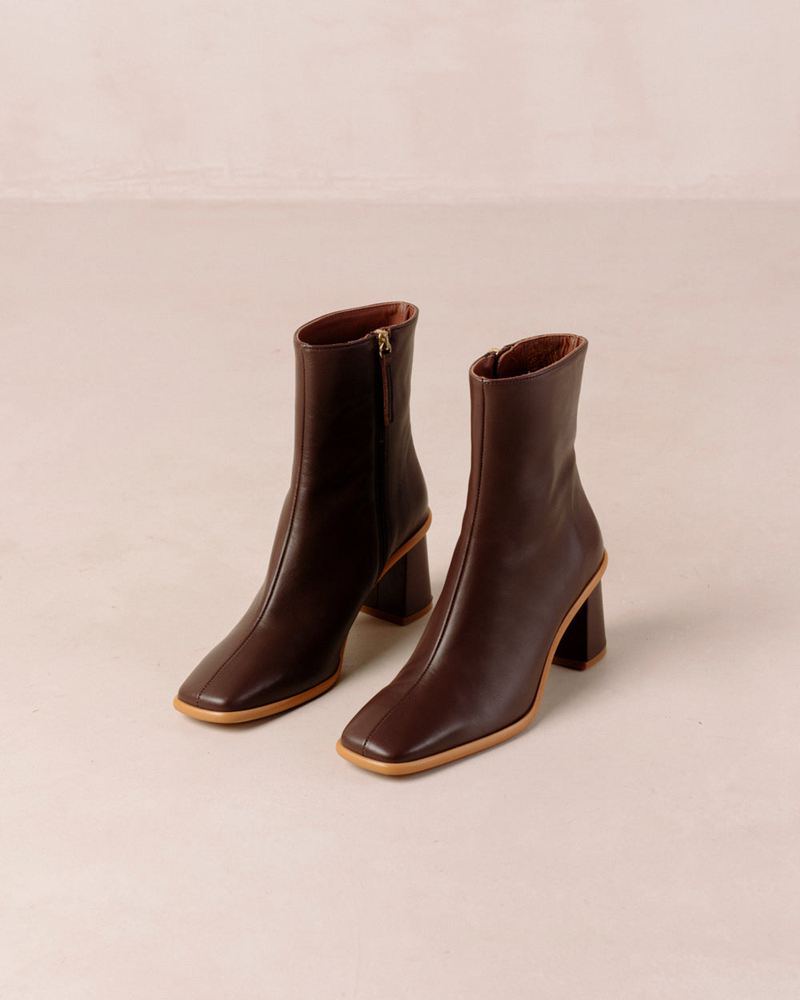 Bottines Alohas West Cape Cuir Marron Foncé Femme | FHL-07270463