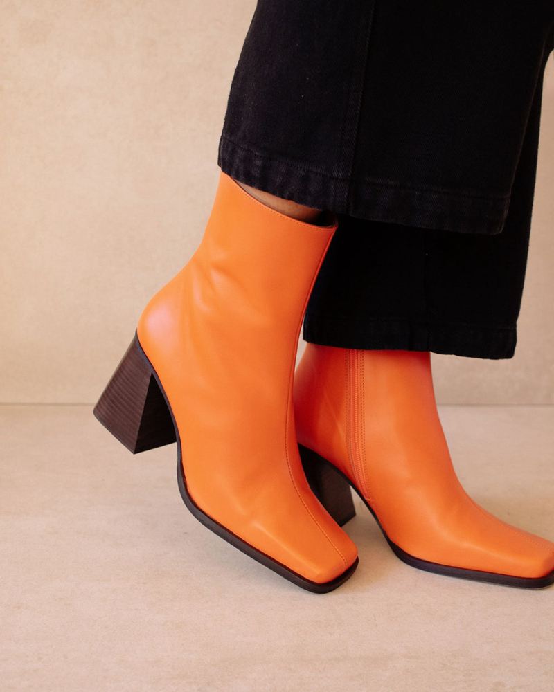 Bottines Alohas South Cuir Orange Femme | KNR-57717861