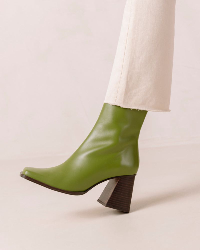 Bottines Alohas South Cuir Vert Femme | ROP-82954631