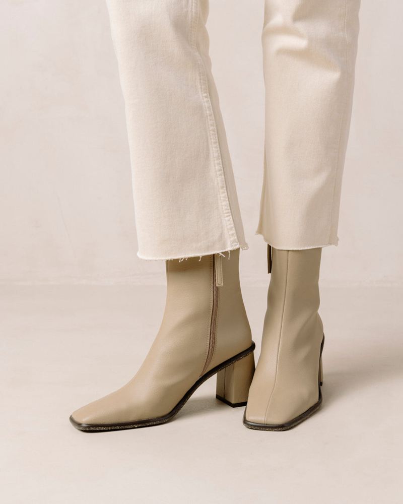 Bottines Alohas West Cactus Vegan Cuir Beige Femme | SDZ-55031673