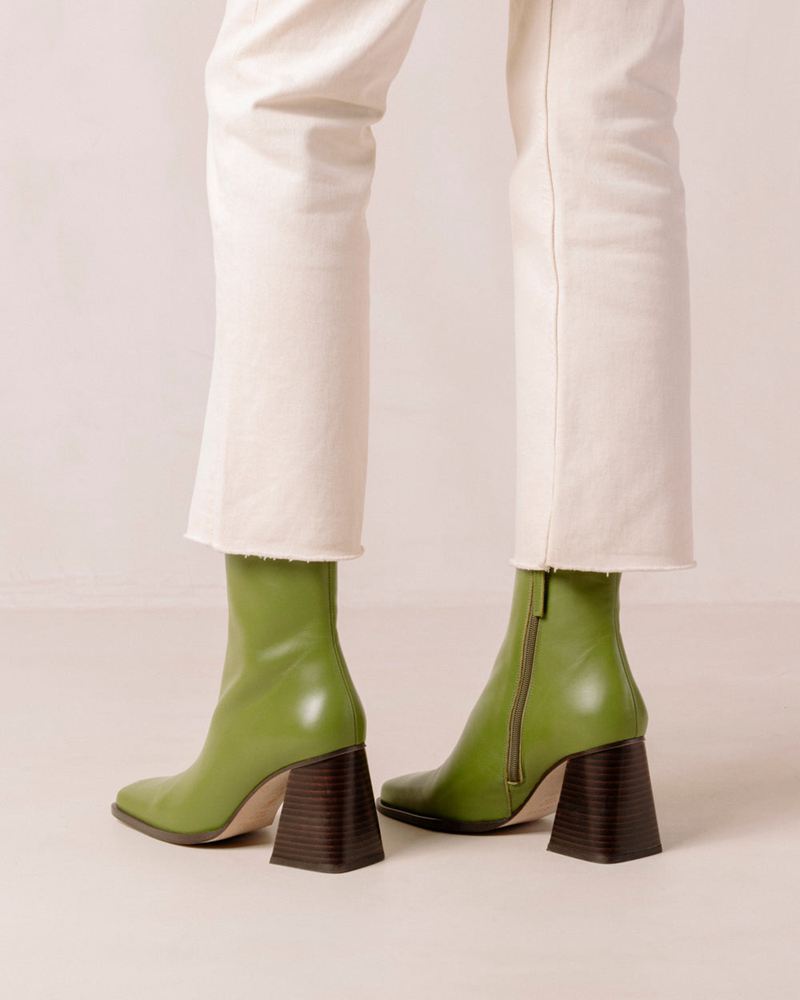 Bottines Alohas South Cuir Vert Femme | ROP-82954631