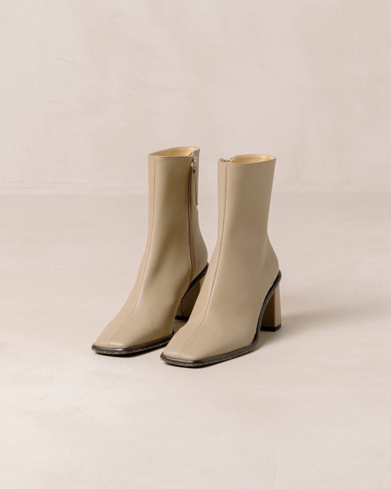 Bottines Alohas West Cactus Vegan Cuir Beige Femme | SDZ-55031673